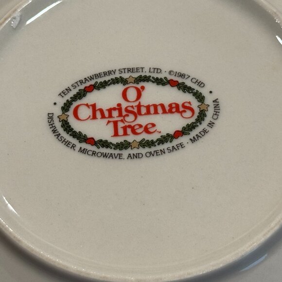 O’ Christmas Tree Saucers (8) | Santa’s Cookie Plates | 1989 Stoneware - Picture 3 of 4